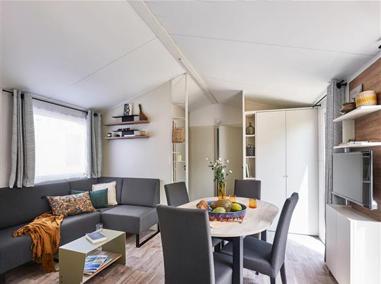 Sala de estar Mobil-home V.i.P prestige 3 dormitorios, 2 baños, climatizado, 6 personas - Campsite La Siesta | La Faute sur Mer