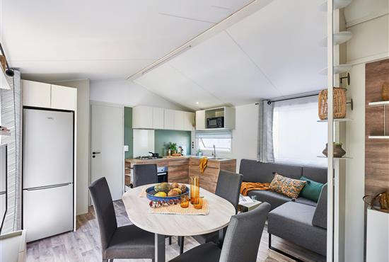 Sala de estar Mobil-home V.i.P prestige 3 dormitorios, 2 baños, climatizado, 6 personas - Camping La Siesta | La Faute sur Mer